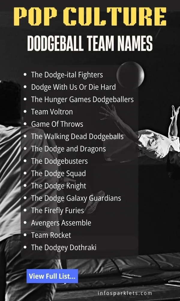 Pop Culture Dodgeball Team Names