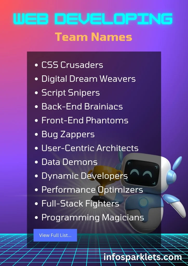 Web Developing Team Names