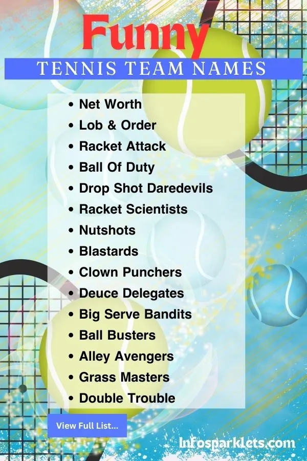 Funny Tennis Team Names