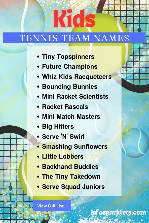Kids Tennis Team Names