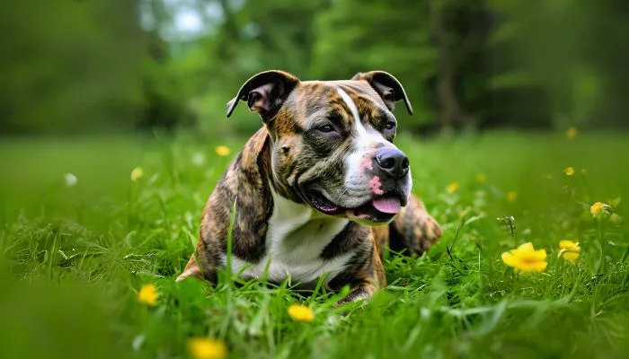 Pitbull in greenry