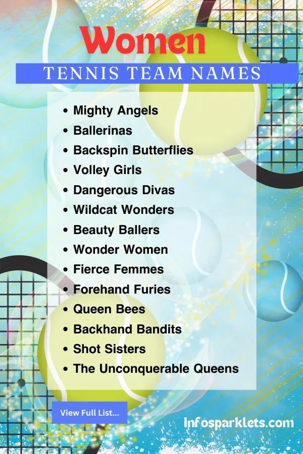 Women Tennis Team Names